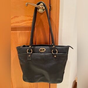 Etienne Aigner black leather shoulder tote 12x14” excellent condition